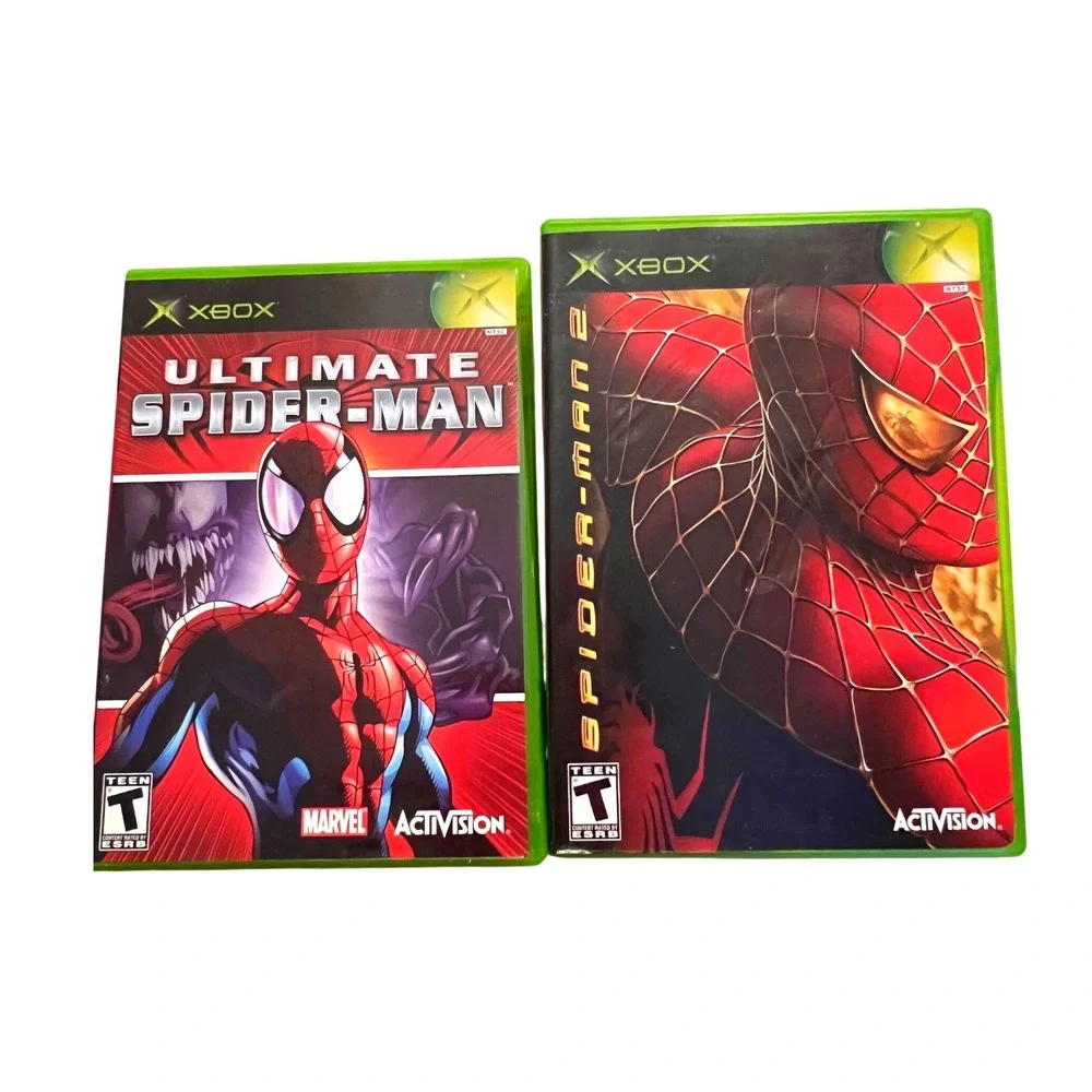 Original Xbox Ultimate Spider-Man + Spider-Man 2 Bundle CIB Complete Tested 2005